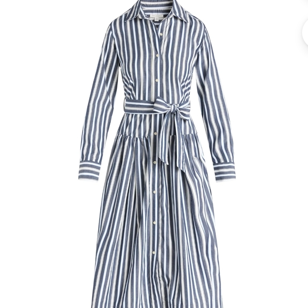 Free Assembly Women's and Women’s Plus Belted Cotton Maxi Shirtdress - Picture 6 of 7